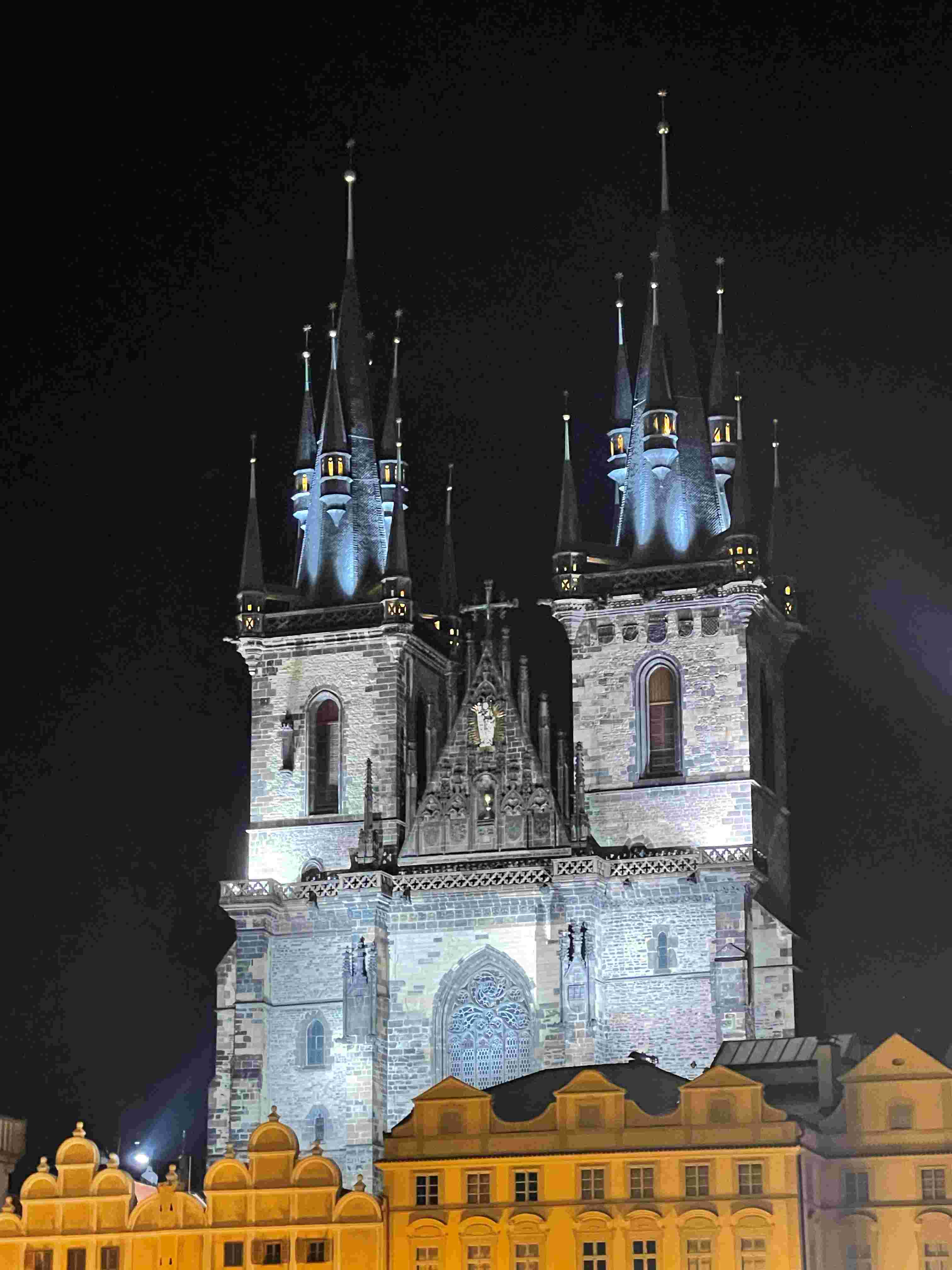 How Many Days in Prague Tyn Church at night